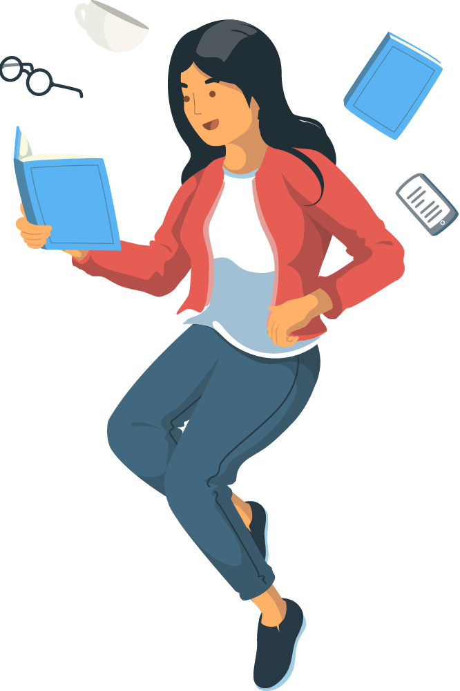 Ilustración de una persona leyendo un libro